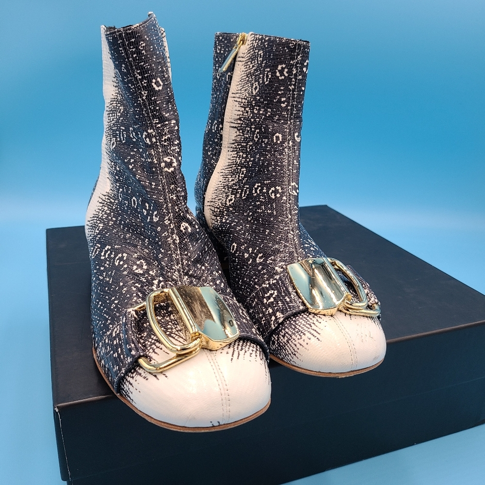 TIBI Wyatt Embossed Lizard Boot 38.5